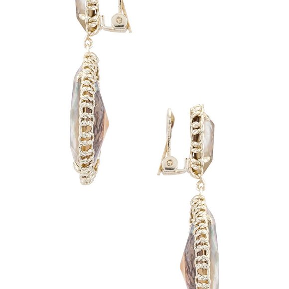 NWT Kendra Scott Kenzie Drop Clip-On Earring in Gold & Nude Abalone - Picture 6 of 7